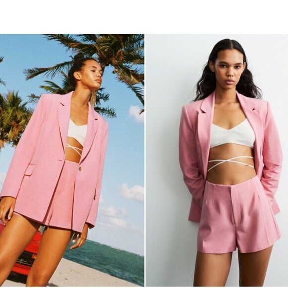 Zara | Blogger Fave! Linen Blend Strawberry Blazer - Picture 1 of 12